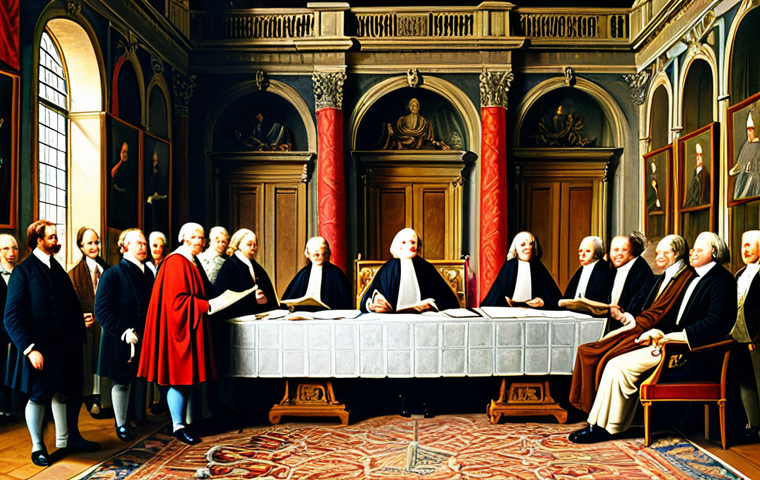 The Signing of the Bill of Rights**
"A formal gathering in a grand hall, depicting the signing of the English Bill of Rights, safe for work, appropriate content, fully clothed. Dignitaries in modest, period-appropriate attire, quill pens in hand, signing the document. Background: ornate architecture, tapestries. Perfect anatomy, correct proportions, natural pose, professional historical painting, high quality."
**